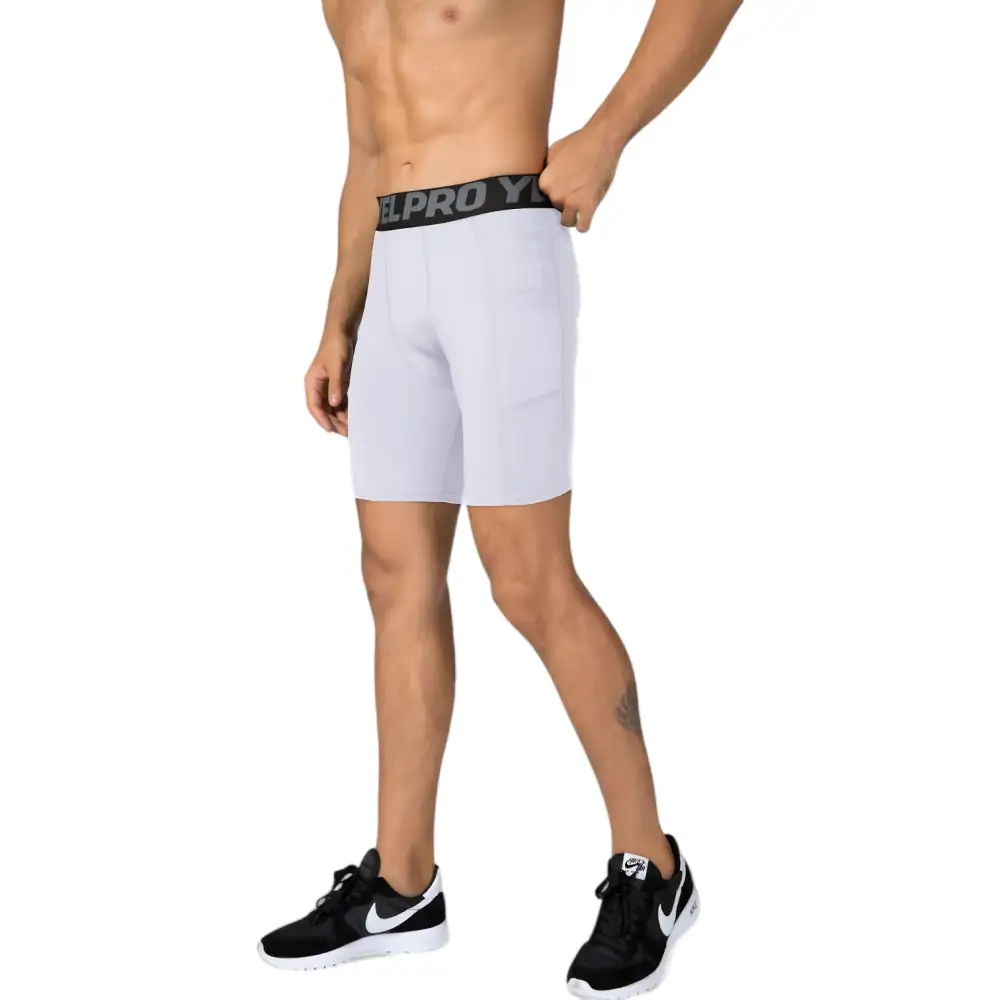 Elastic-Waist Wide-Waistband Compression Stretch Men's Athletic Shorts