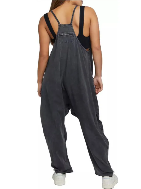 Clean V Neck Spaghetti Strap Pocket Accessory