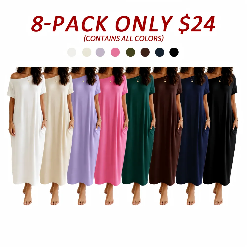 Women's Solid Color Batwing Sleeve Lounge Dress