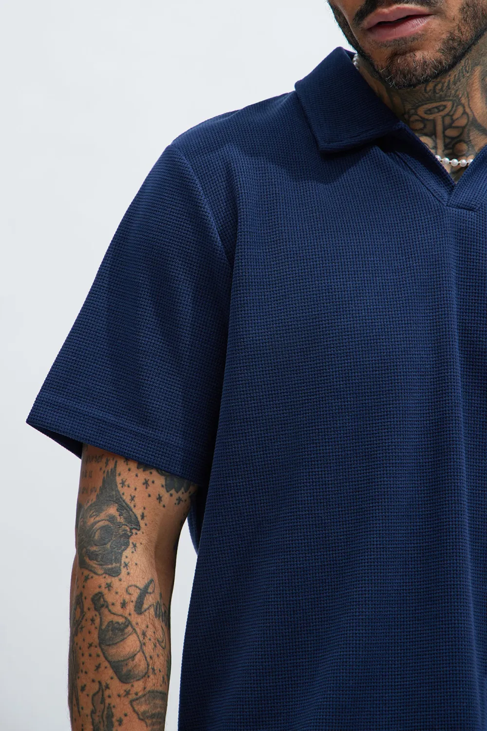 Casual Style Textured Polo Tops