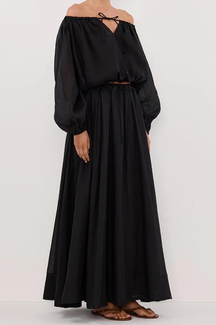 BLACK RAMIE MAXI SKIRT