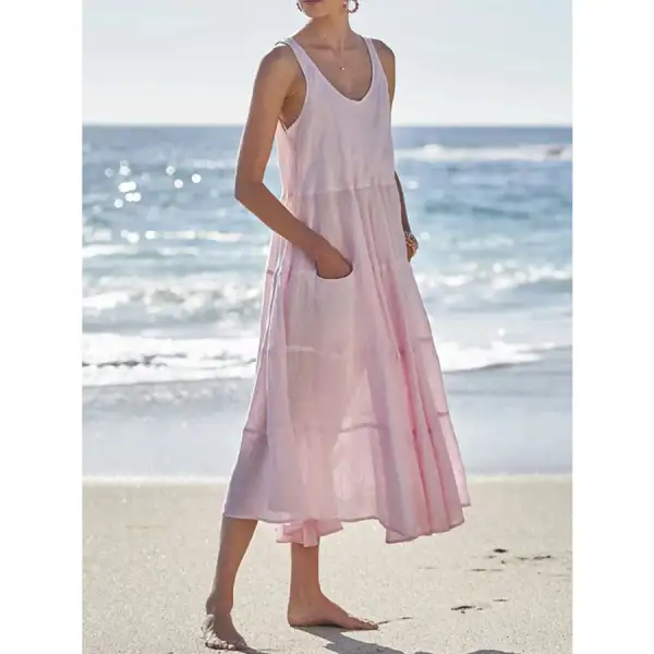Full Size Tank Midi Dress with Pockets Plus Size
