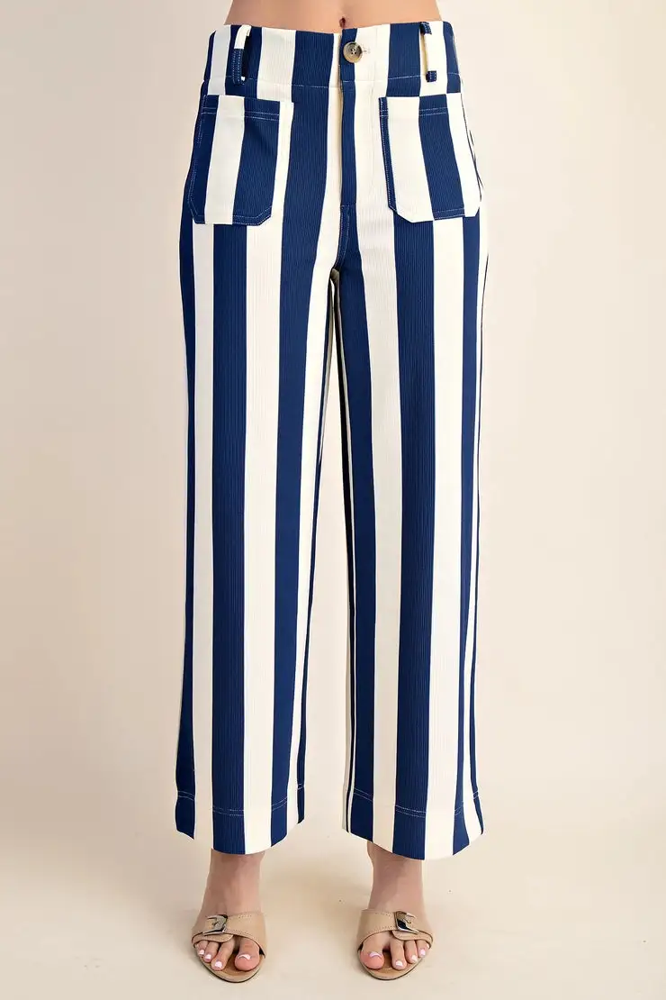 Roomy Wide Leg Button Detail Casual Pants