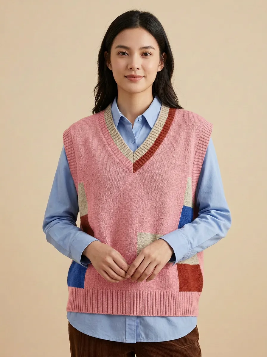 Preppy Colorblock Sweater Vest