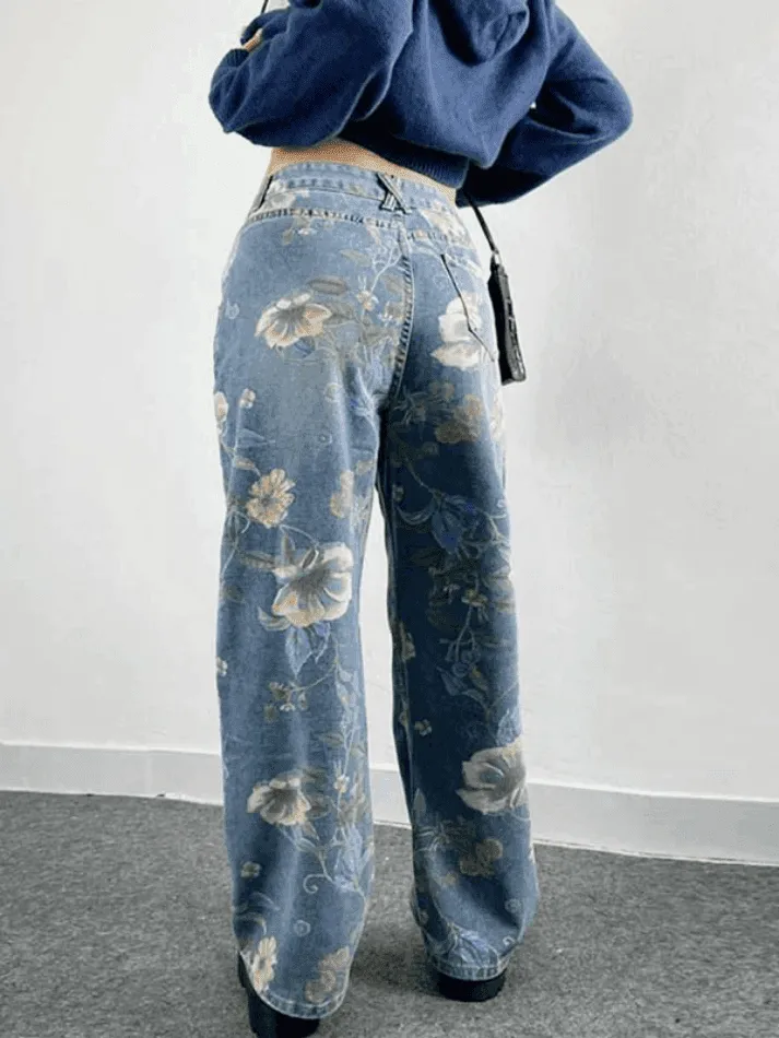 Vintage Floral Baggy Boyfriend Jeans
