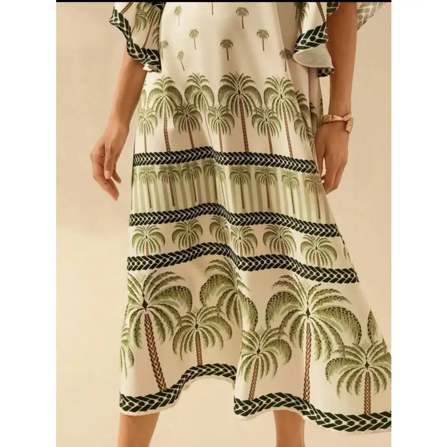 Palm V-Neck Midi Dress