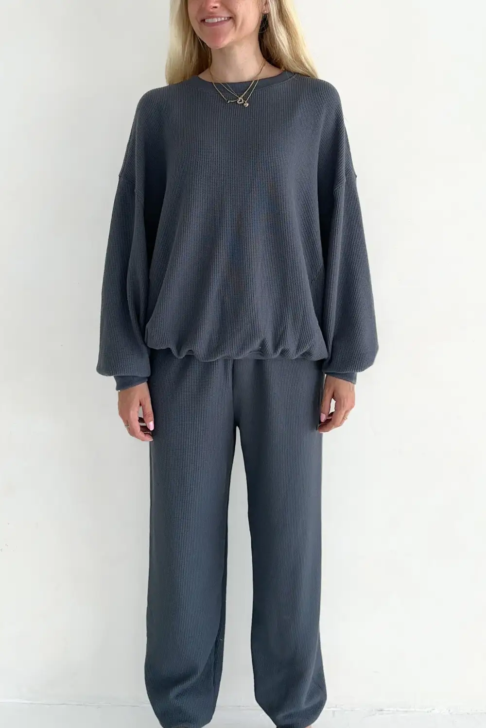 Minimal Waffle Knit Sweatshirt