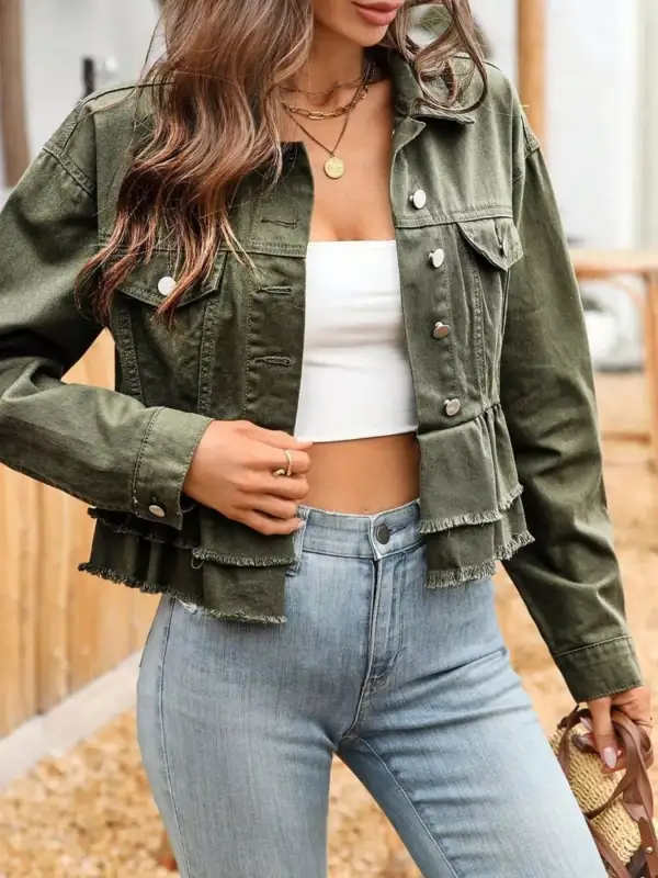 Ruffle Raw Hem Jacket