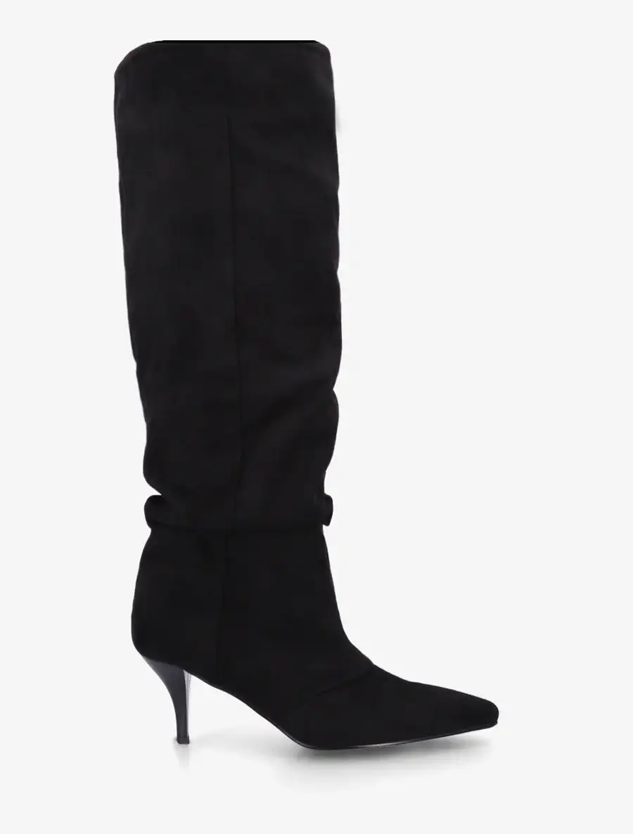 Crafted Look Block Heel Faux Suede Knee High Boots