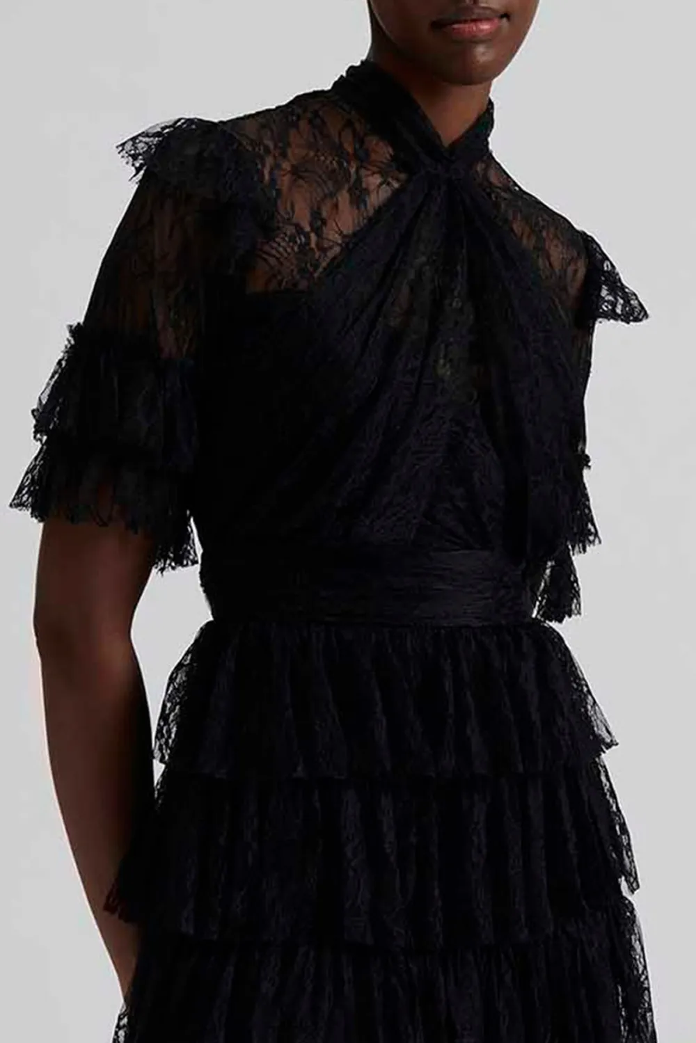 Ruffled Lace Mini Dress