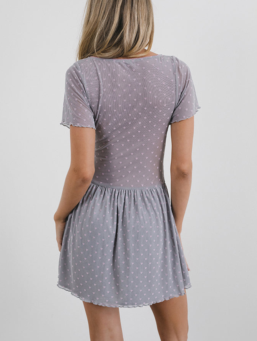 Mini Dress In Heart Flock Grey