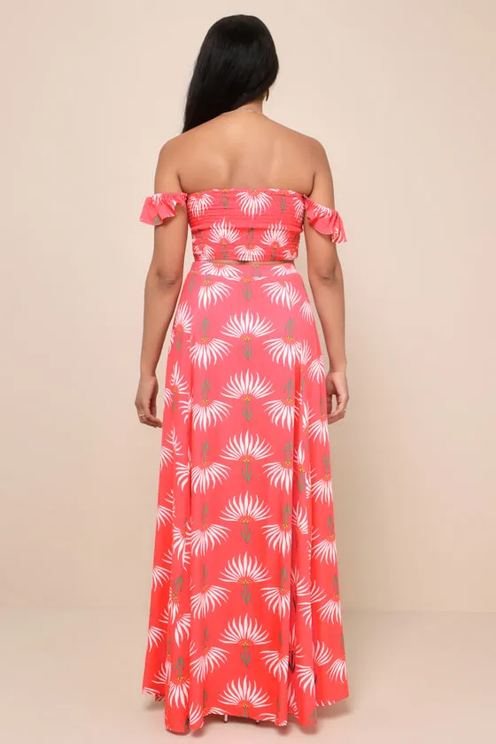 Trancoso Coral Floral Print Two-Piece Maxi Dress