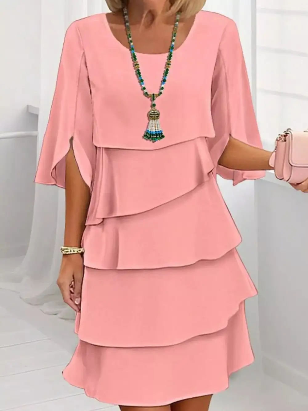 Ruffle Flutter Sleeve Midi Dress