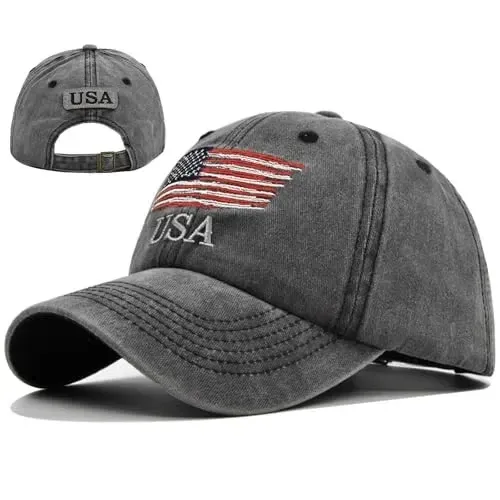 Women Men Baseball Cap Patriotic USA hat Men Medium American Flag Hat