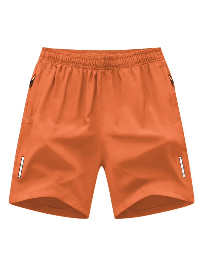 Men's Solid Color Zipper Pocket Shorts