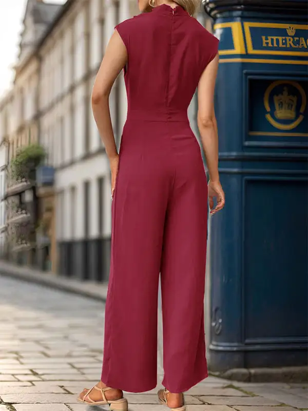 Sleeveless Clean Swing Collar Jumpsuit