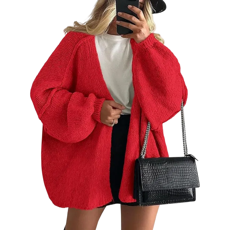 Women's Oversized Cardigan Sweater Fall Long Lantern Sleeve