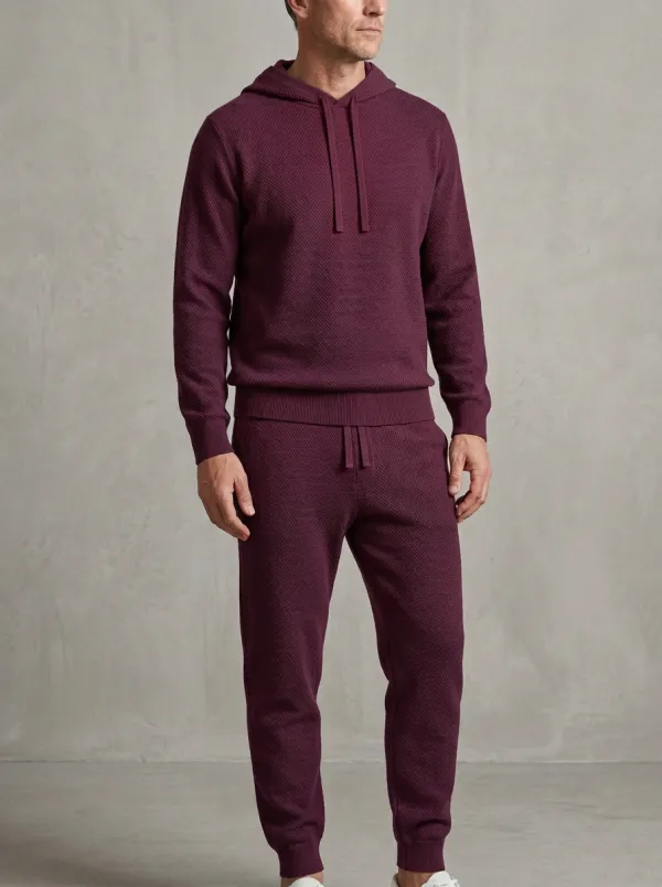 Hooded Textured-Knit Men's Knit Hoodie Jogger Set