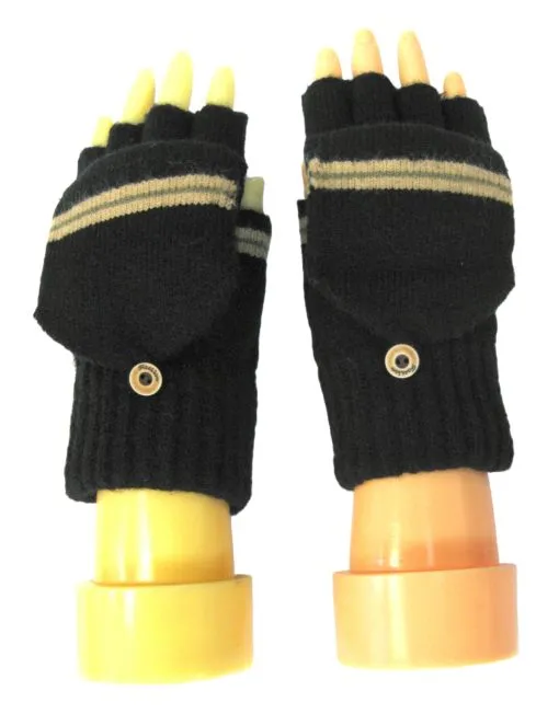 Line Detail Knitted Fingerless Gloves