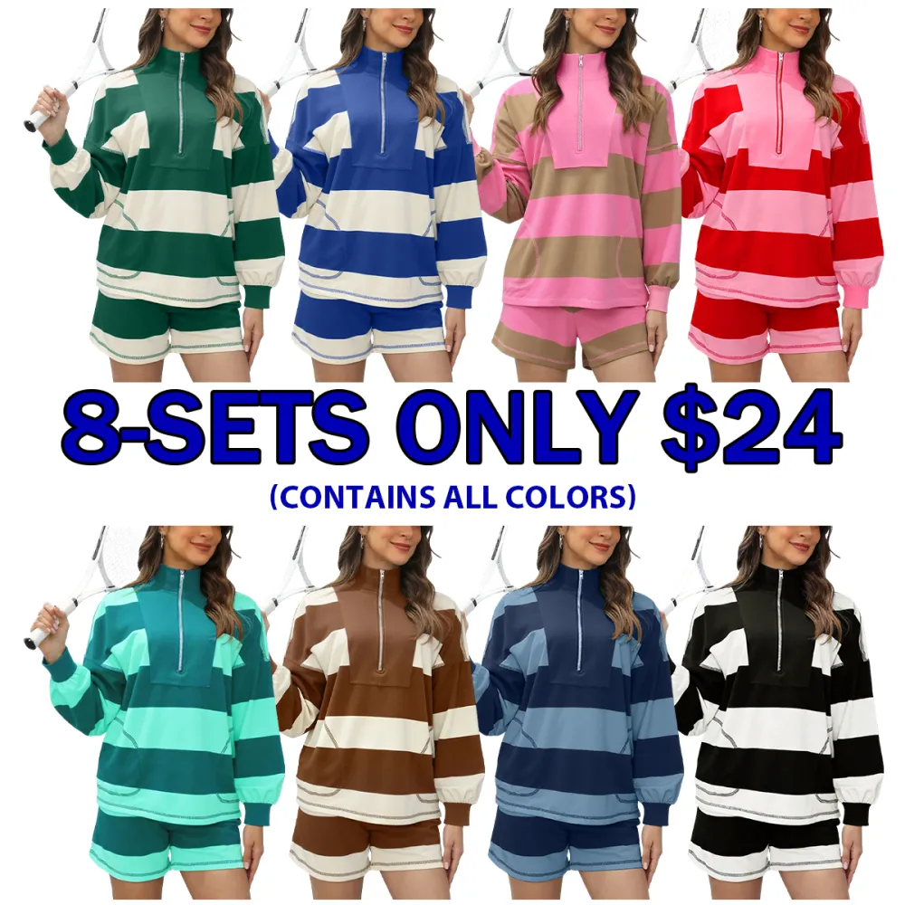 Women's Casual Striped Long-Sleeve Suit