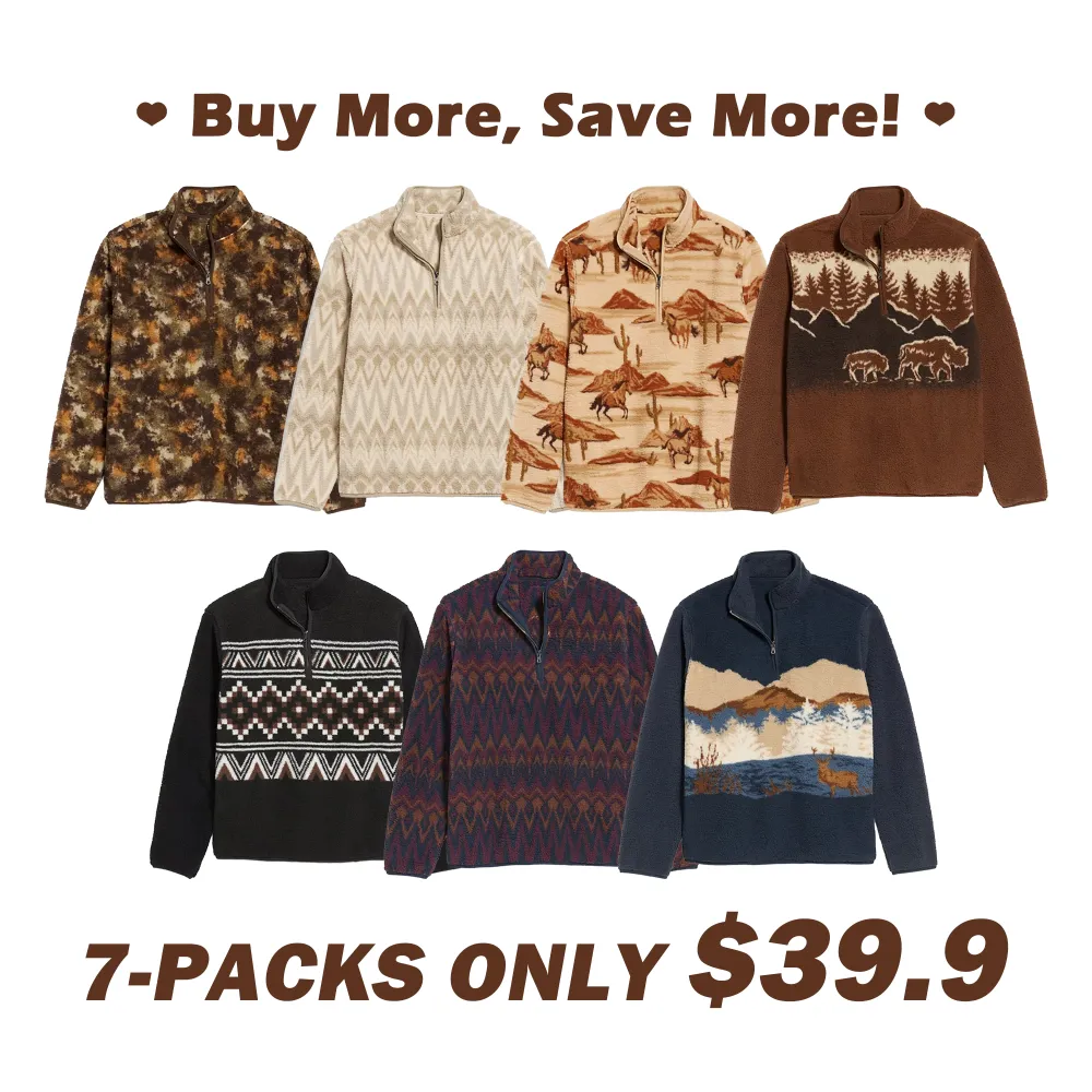 Men’s Printed Sherpa Quarter-Zip Pullover