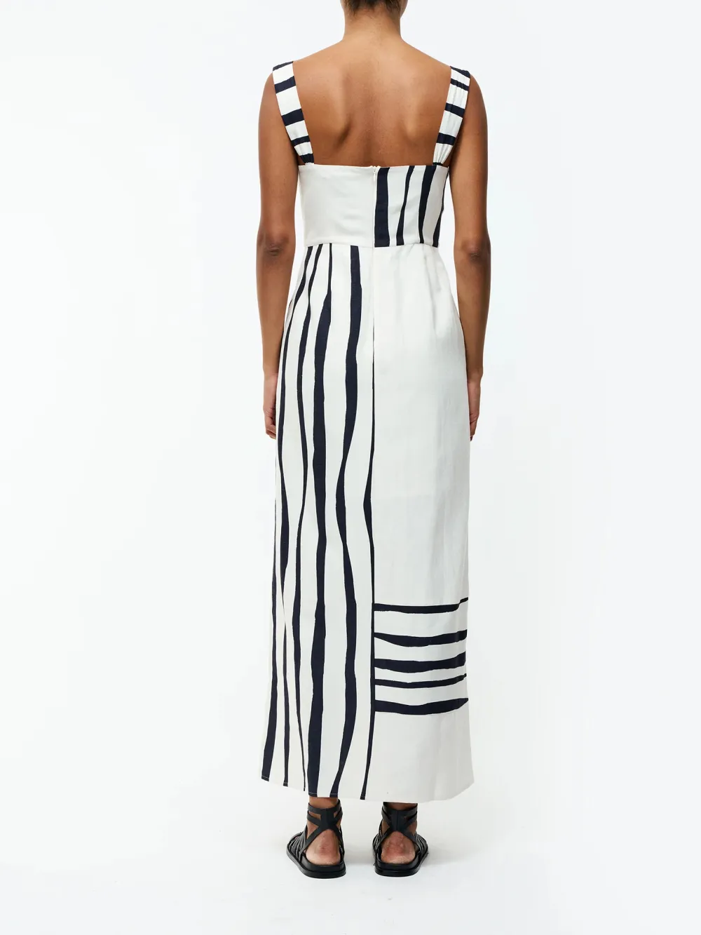 Creative Wave Stripe Square Neck Dress