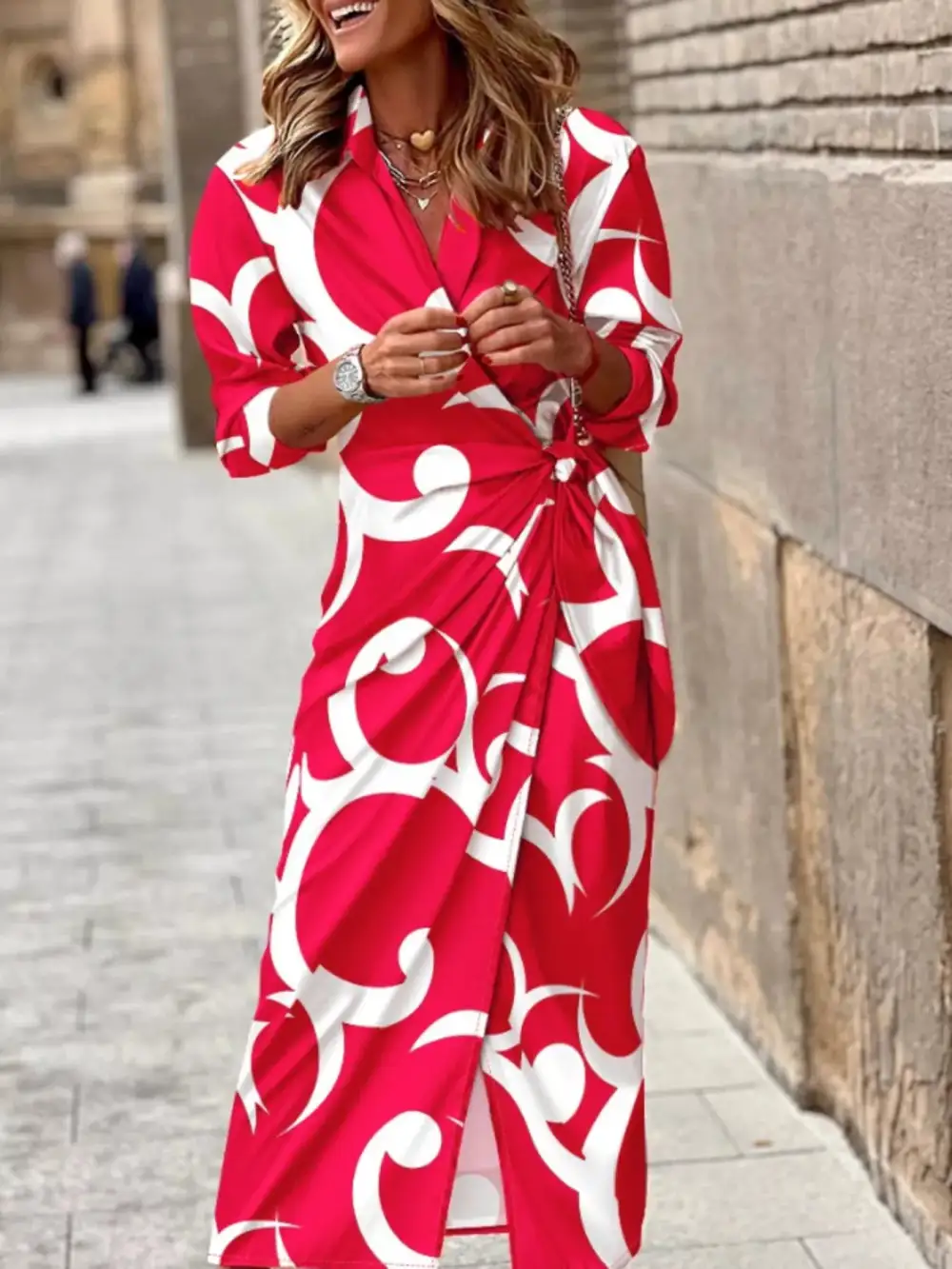 Collared Printed Shirt Dress