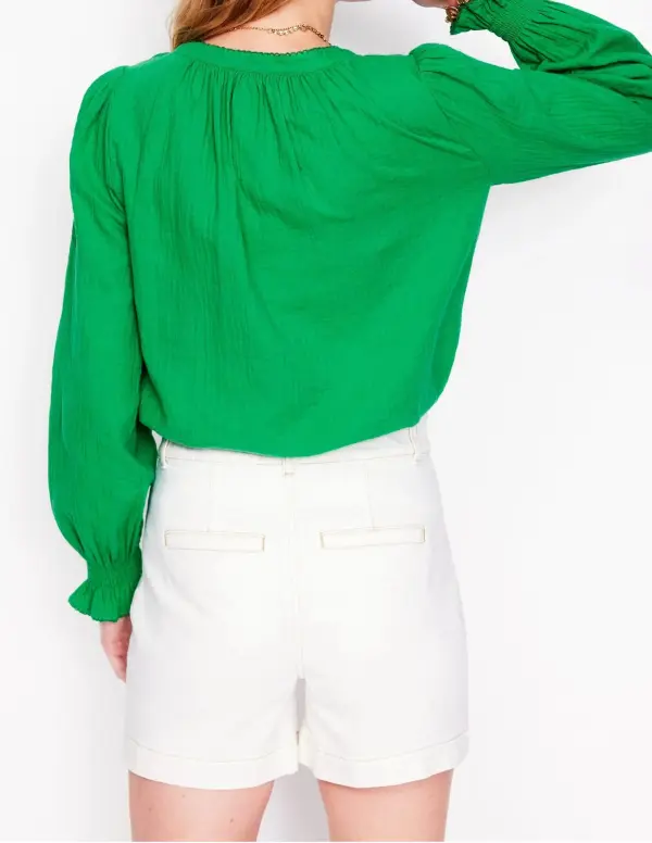 Tighten The Cuffs Double Cloth Top