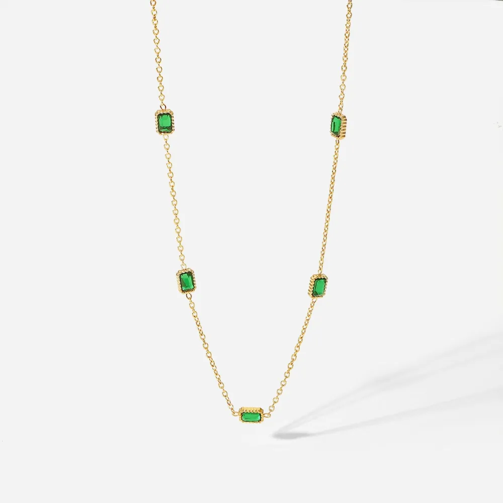 Refined Pendant Zirconia Chain Necklace