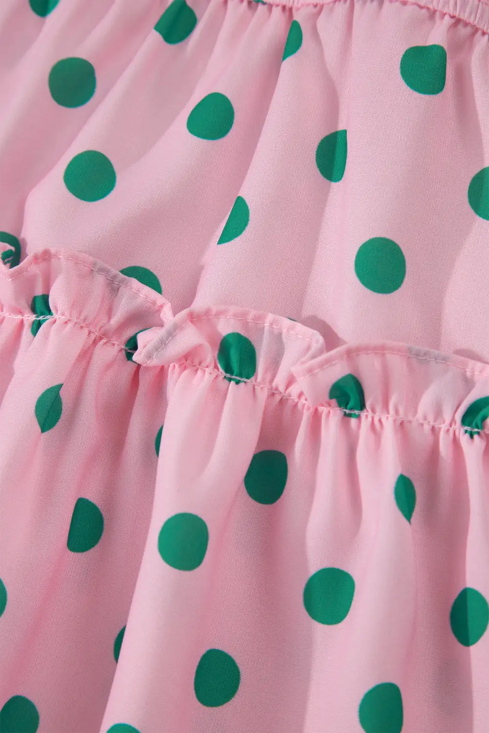 Ruffled V-Neck Dot Print Blouse