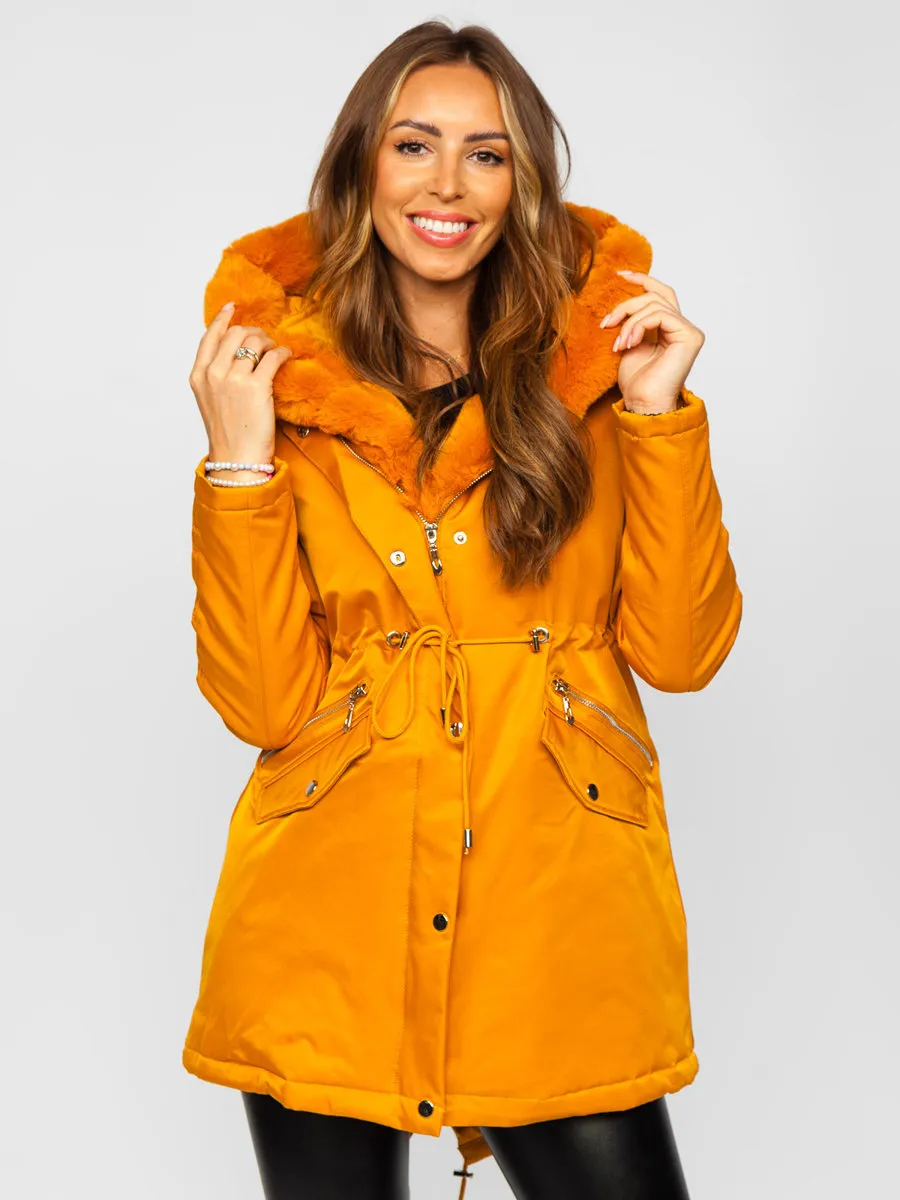 Camel women's winter parka with hood