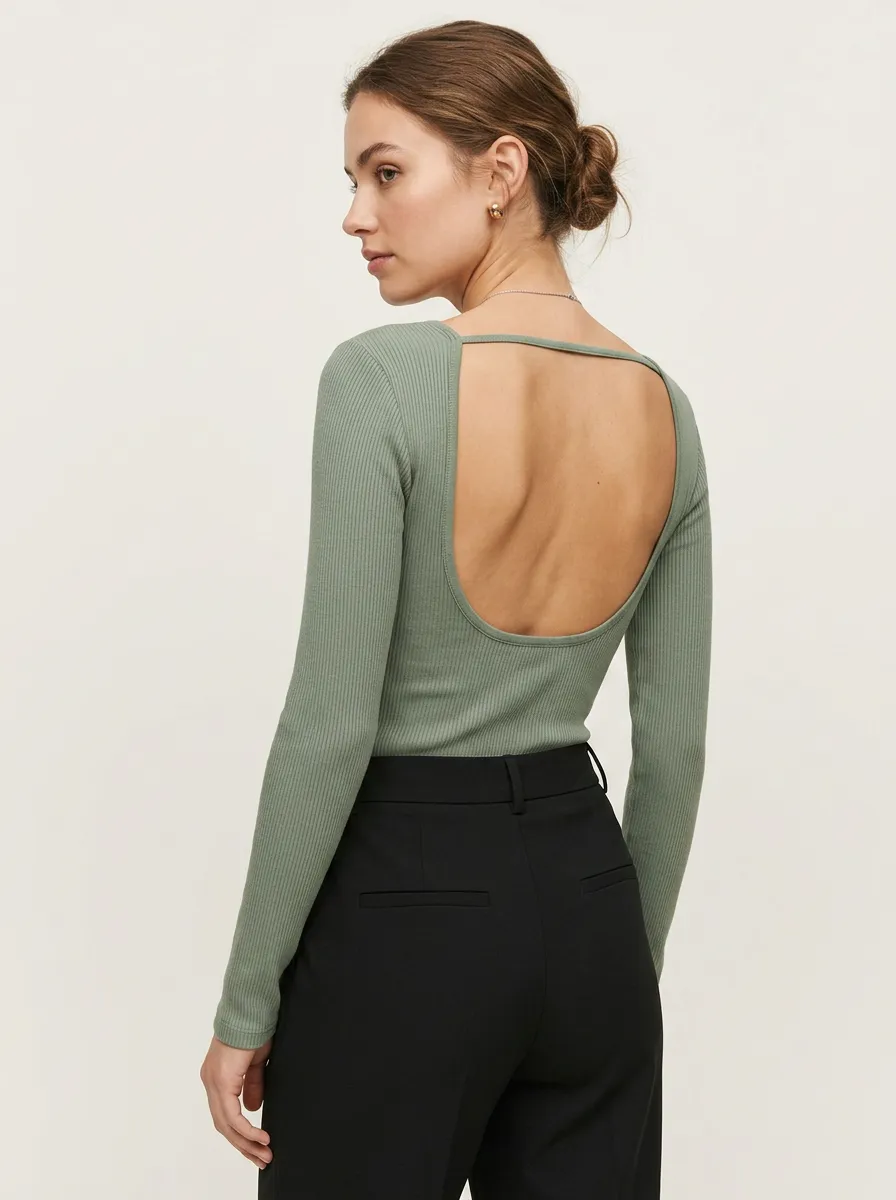 Women's Close Fit Ribbed Backless Camisole Top