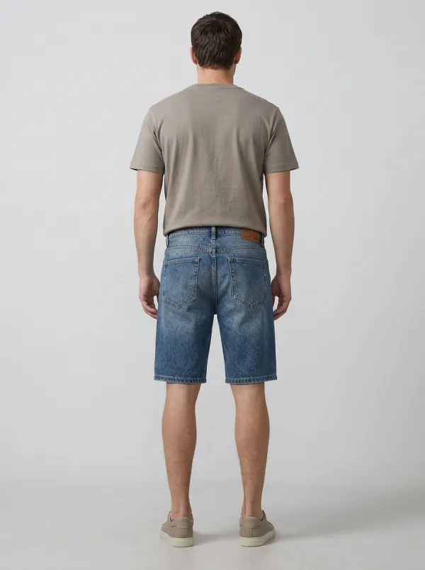 Men's Relaxed Patchwork Distressed Raw Hem Street Inspired Distressed Denim Shorts