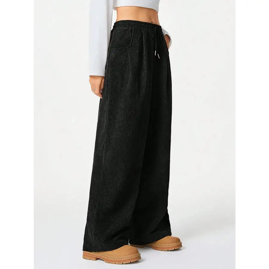 Modern Drawstring Wide Leg Pants