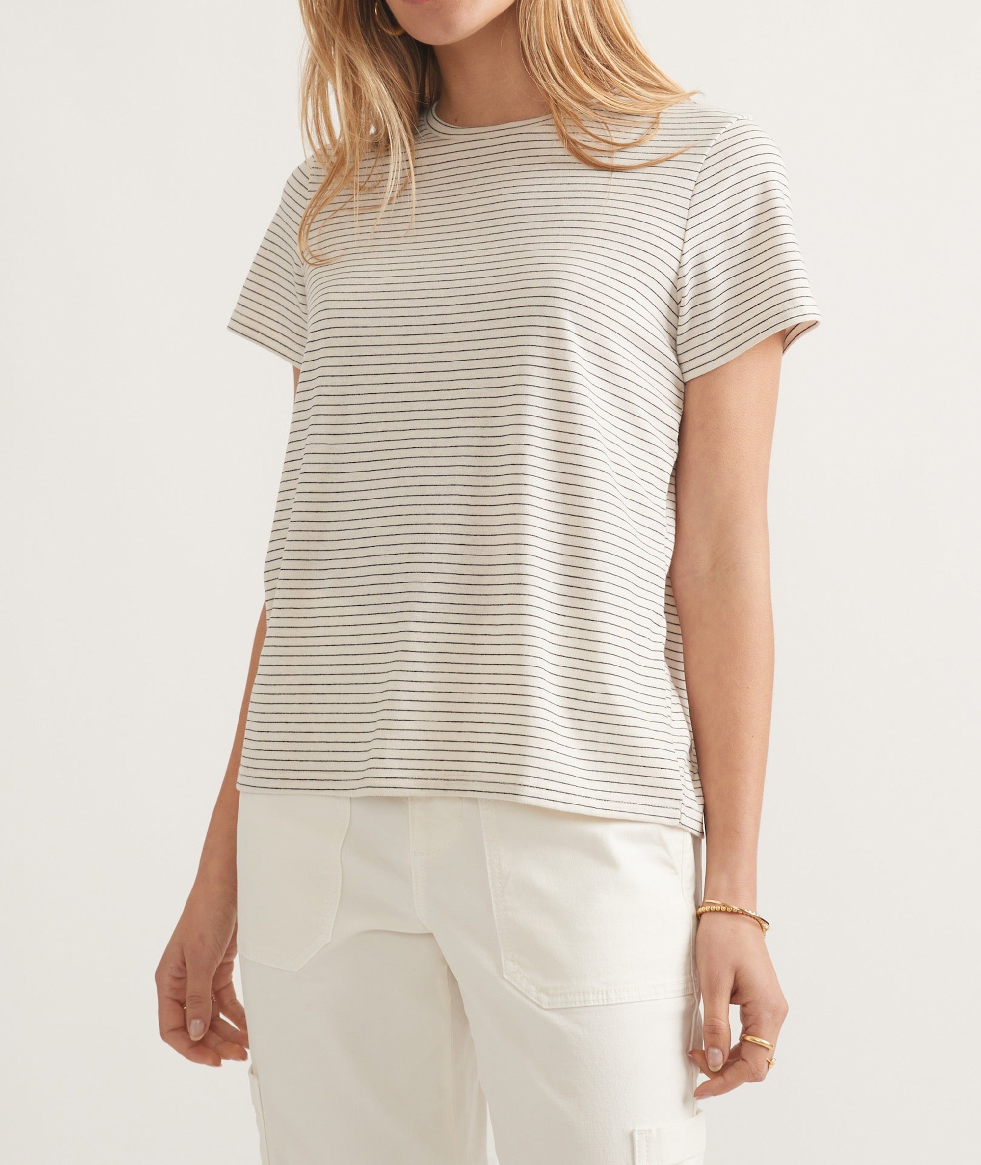 Striped Pattern Crew Neck Top