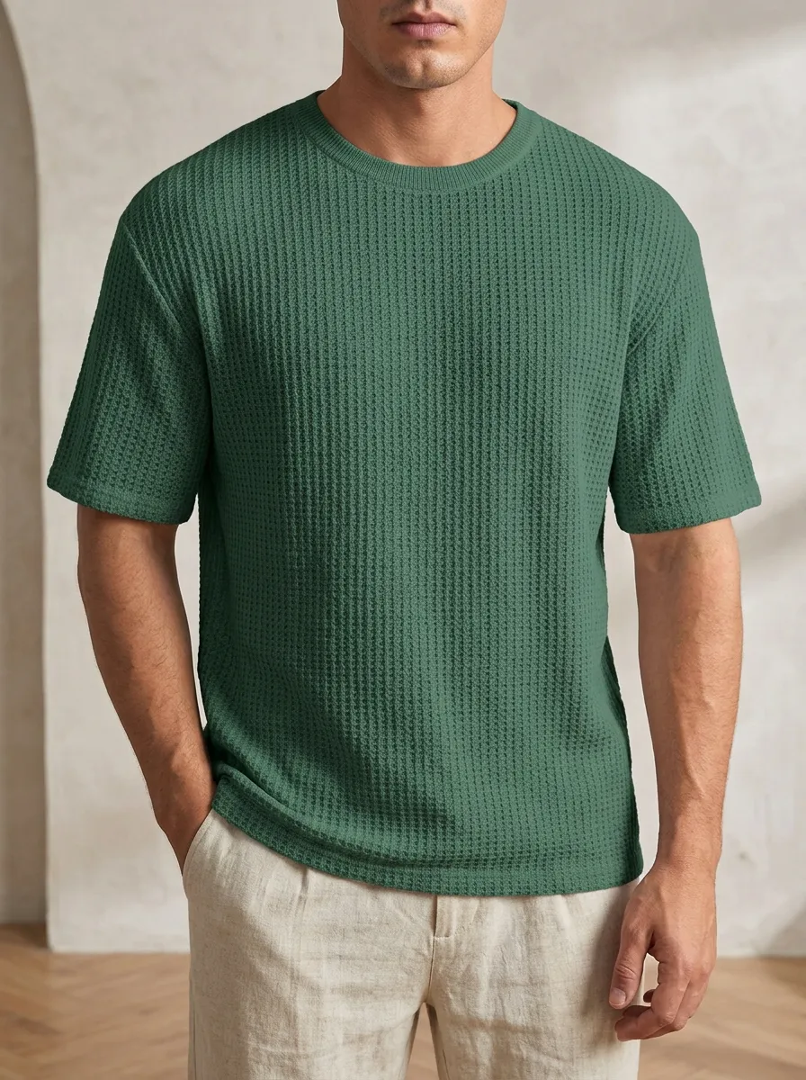 Men's Relaxed Weekend-Ready Waffle Knit T-Shirt