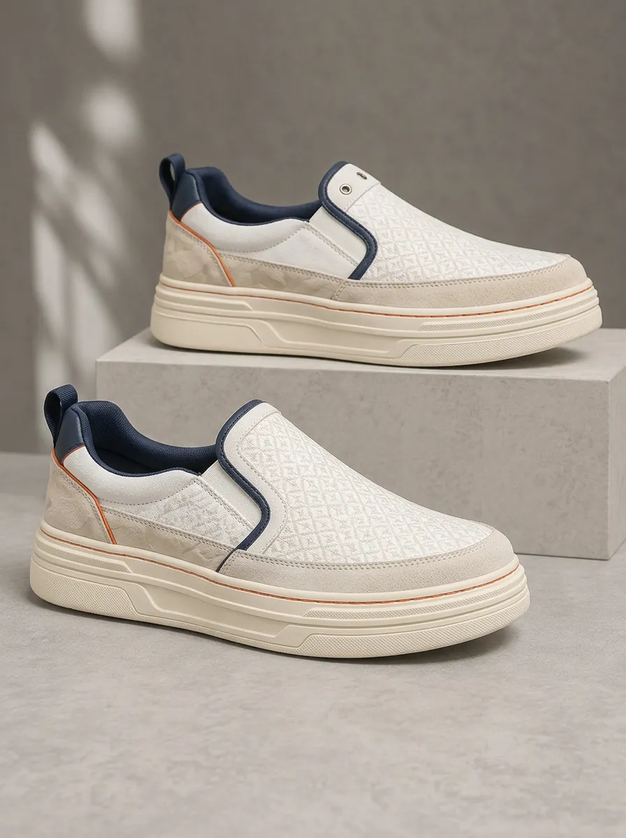Men's Geometric Pattern Casual Slip-on Patterned Skate Shoes