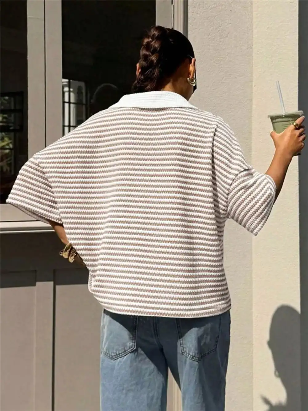 Striped Knit Polo Shirt