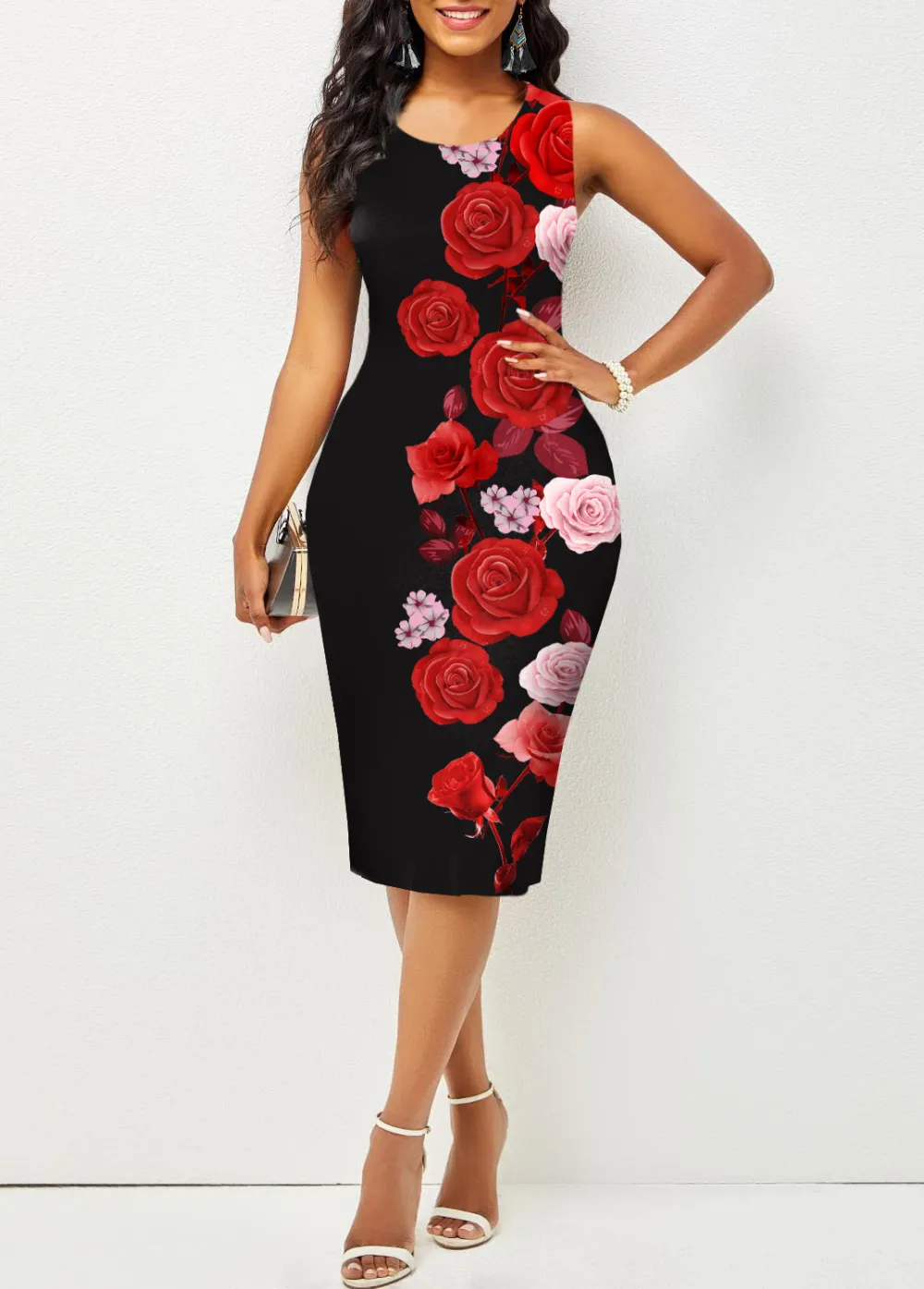 Polka Dot Sleeveless Round Neck Bodycon Dress