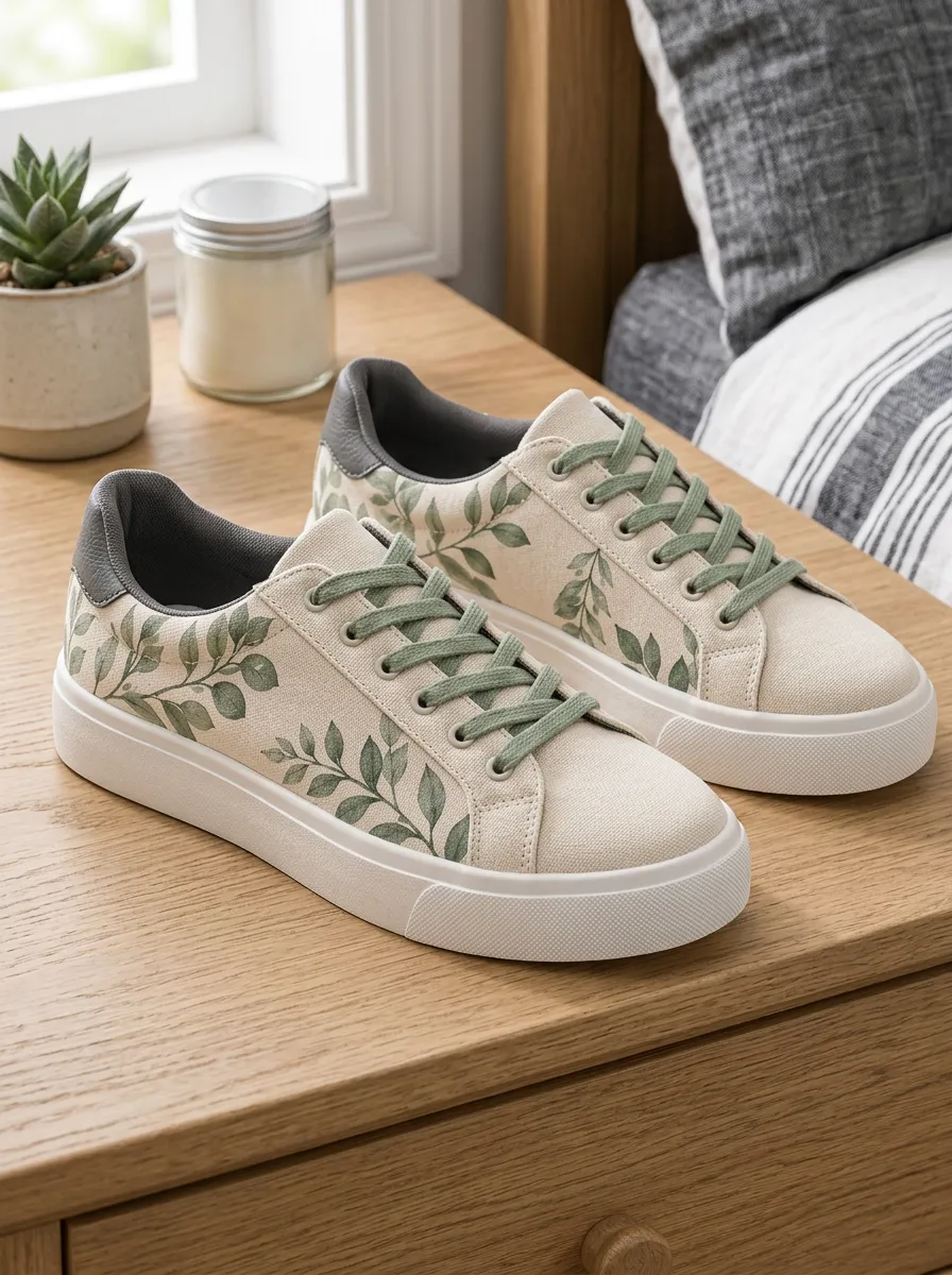 Women's Graphic Botanical Nature Lover Leaves Skate Shoes