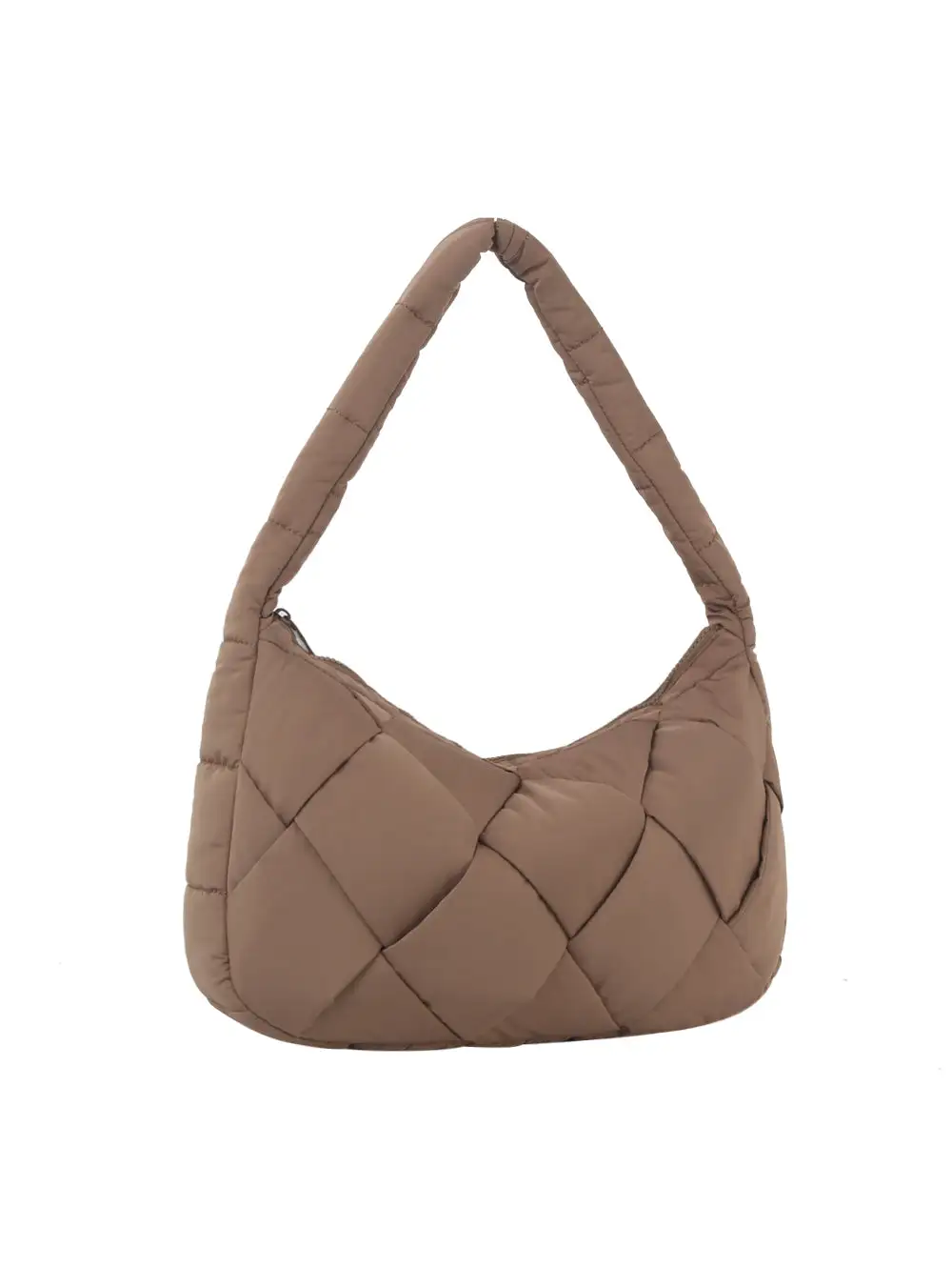 Relaxed Detail Quilted Pocketed Nylon Hobo Shoulder Bag