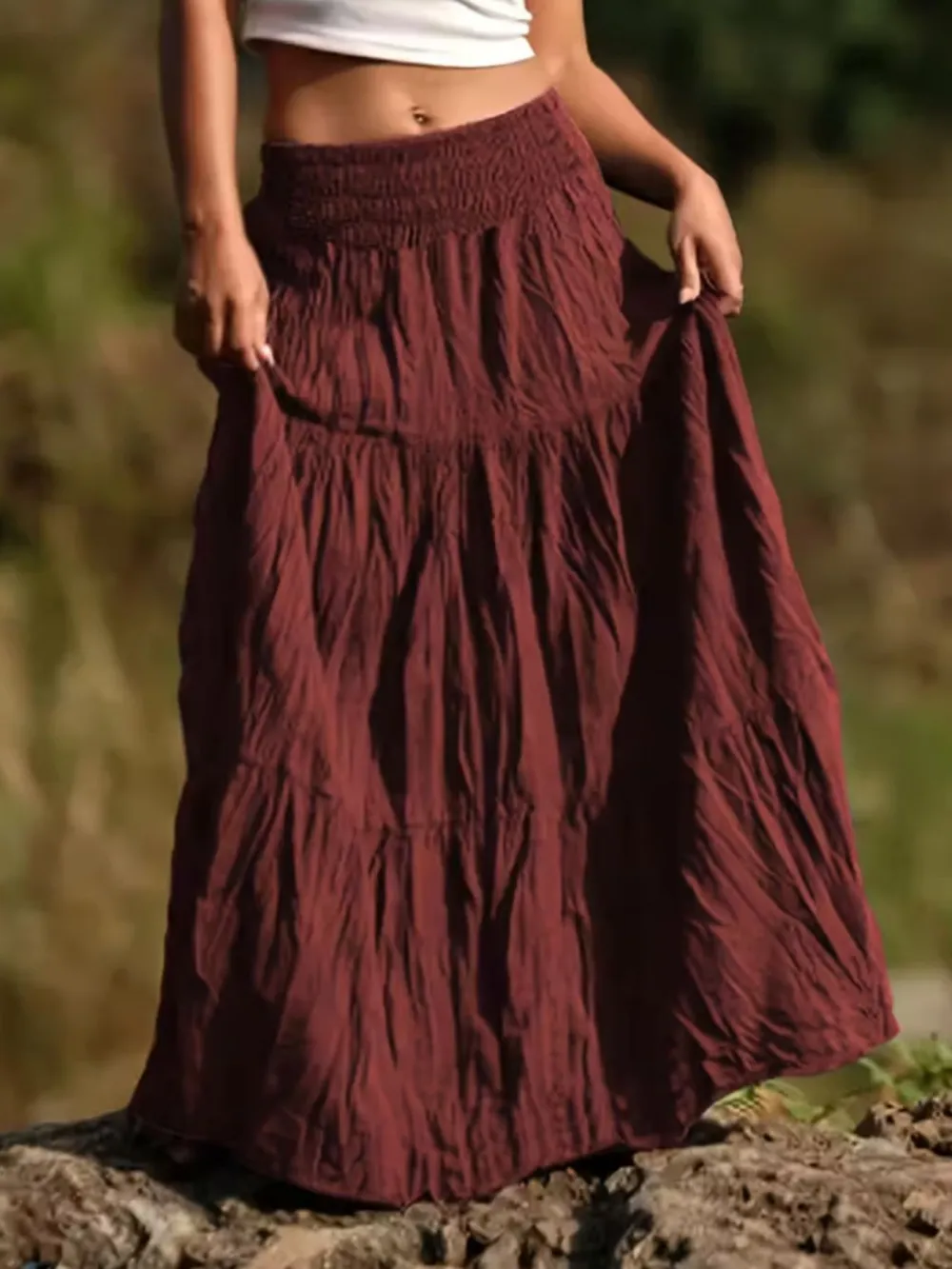 Sleek Ruched Tiered Skirt