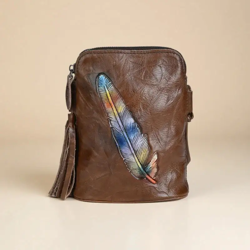 Adjustable-Strap Leather Phone Crossbody Bag
