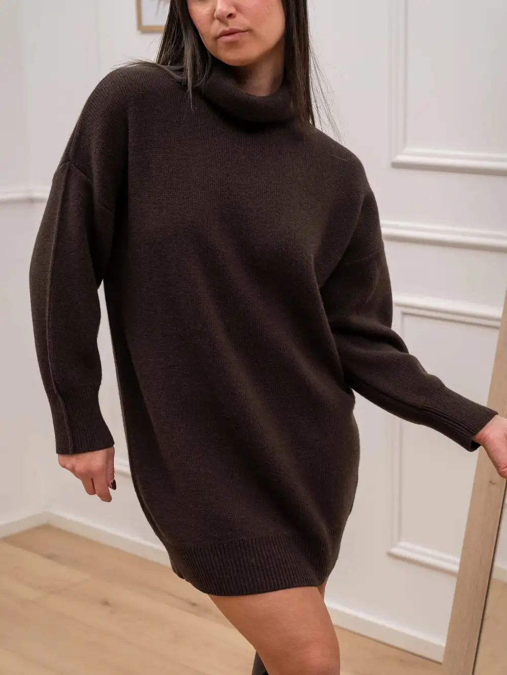 Easy Brown Drape Mini Dress