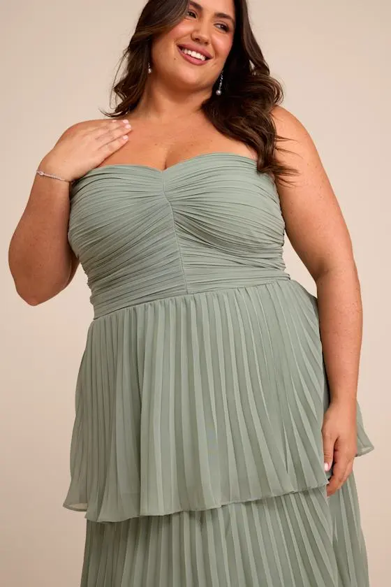 Seriously Sensational Light Pink Strapless Tiered Maxi Dress