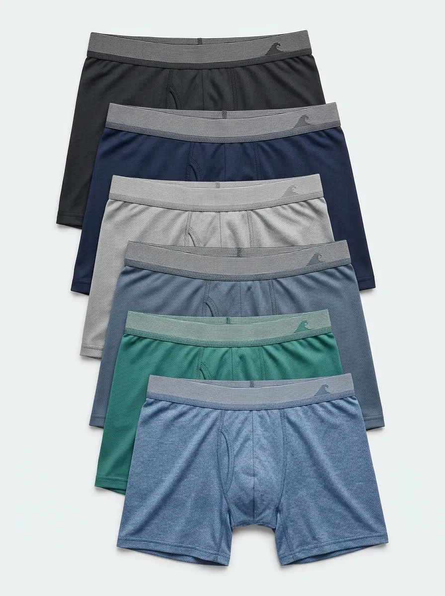 Men's Wave Detail Ribbed Texture Six-Pack Boxer Briefs