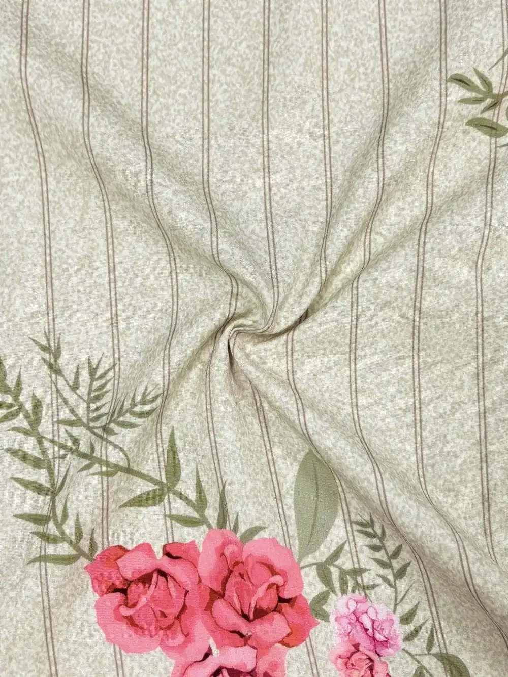 Button Front Floral Striped Midi Dress