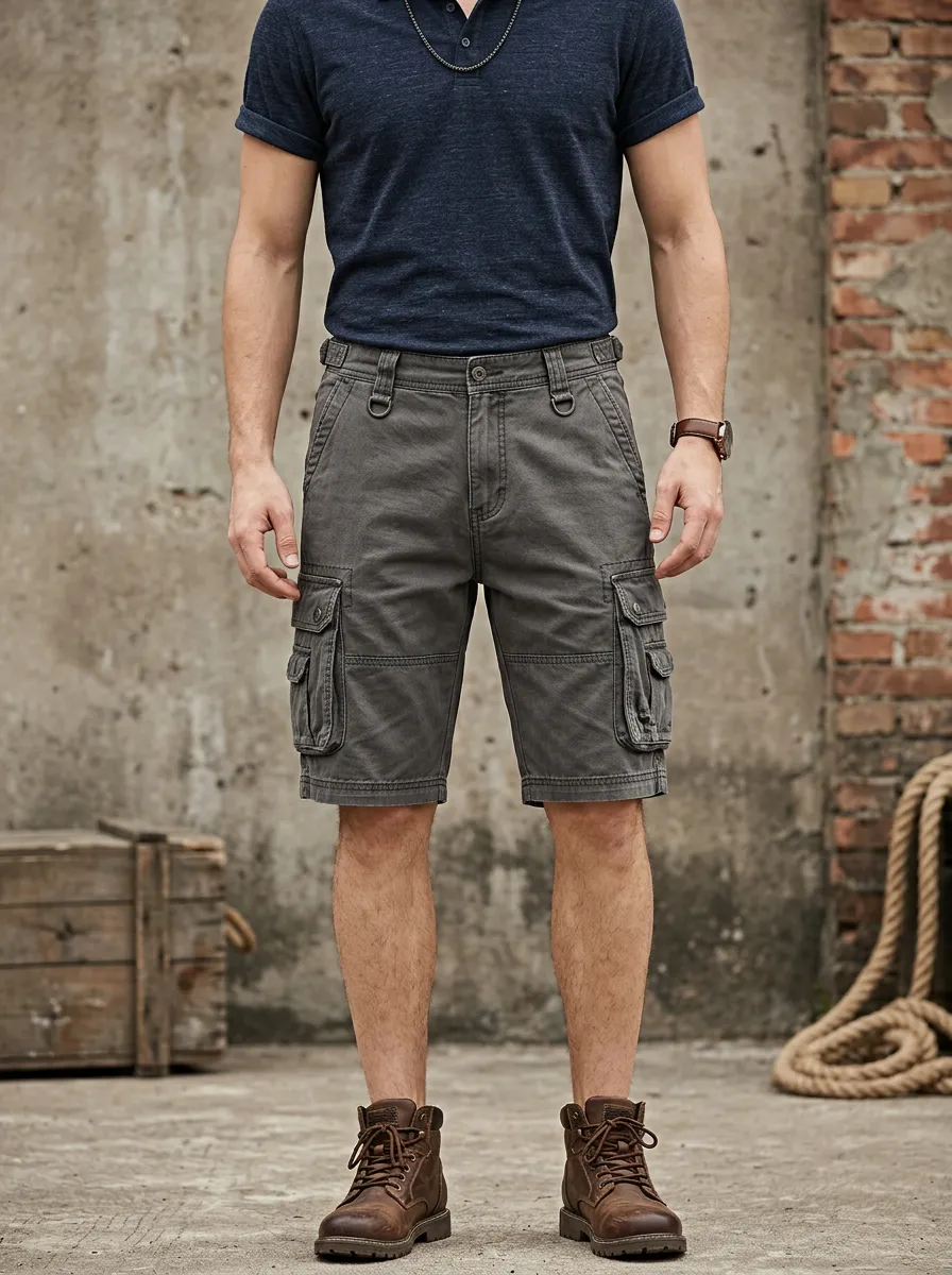 Men's Tactical Cargo Shorts with Multi-Pocket Outdoor Design