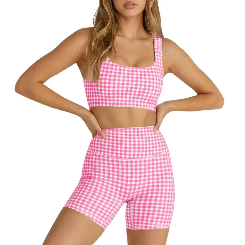 Women's Plaid Two-Piece Athleisure Set