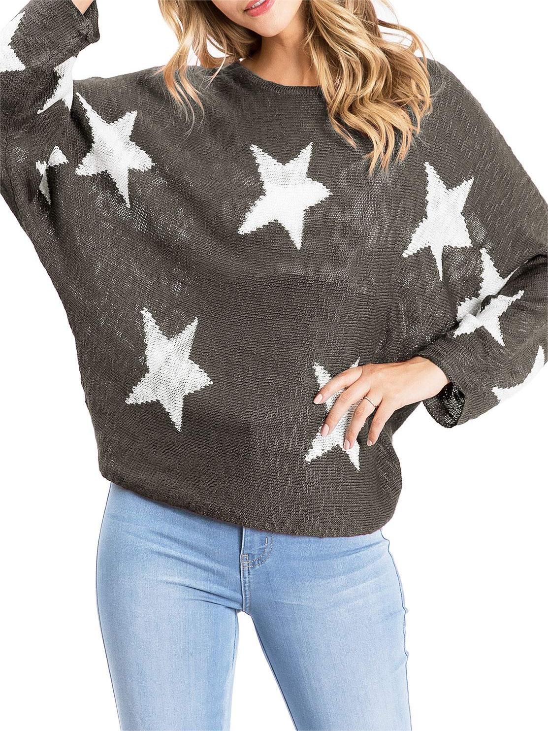 Maroon Star - Print Oversized Sweater